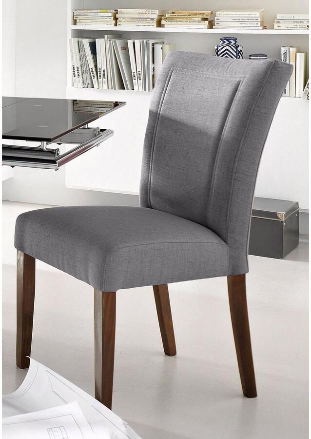 Home affaire Eetkamerstoel Zena Frame van massief hout gestoffeerde stoel eetkamer bestseller (set 2 stuks)