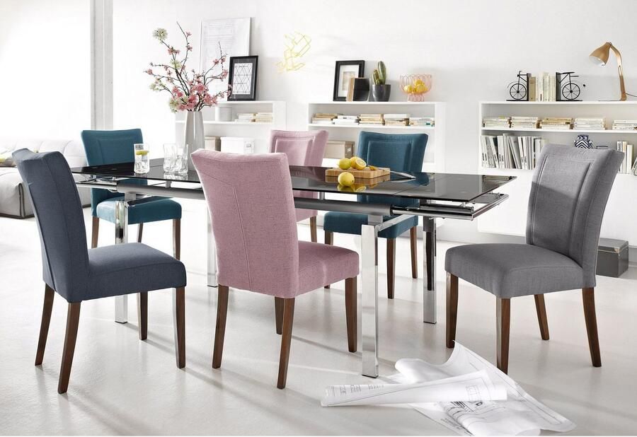 Home affaire Eetkamerstoel Zena Frame van massief hout gestoffeerde stoel eetkamer bestseller (set 2 stuks) - Foto 2