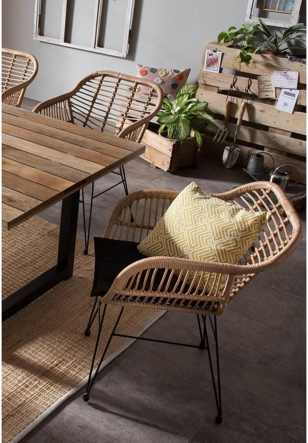 Artistiq Living Artistiq Eettafel Alieke Met zwarte U-poot Mangohout 180 x 100cm Naturel - Foto 8