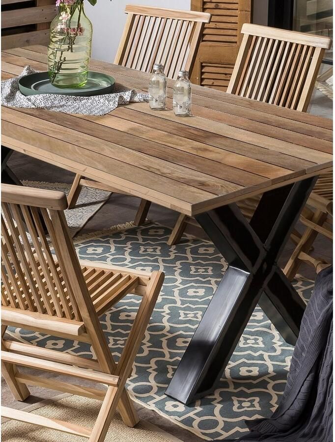 Artistiq Living Artistiq Eettafel Alieke Met zwarte X-poot Mangohout 180 x 100cm Naturel - Foto 4