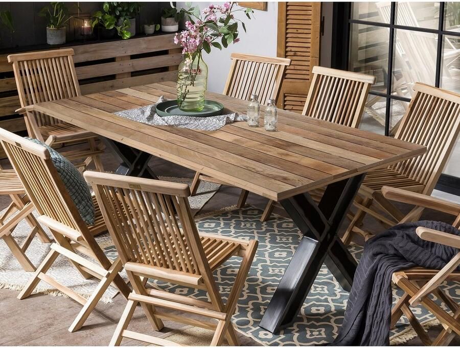 Artistiq Living Artistiq Eettafel Alieke Met zwarte X-poot Mangohout 180 x 100cm Naturel - Foto 6