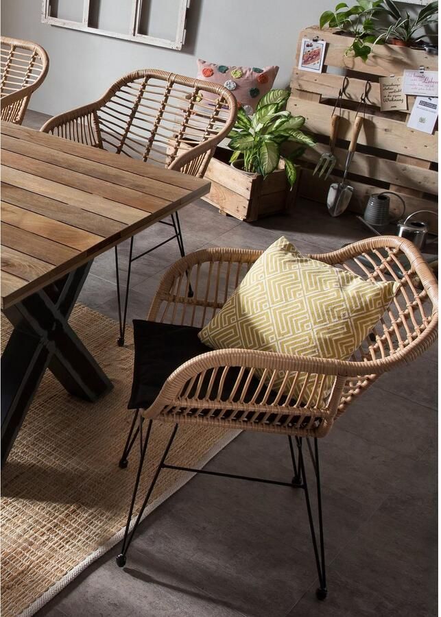 Artistiq Living Artistiq Eettafel Alieke Met zwarte X-poot Mangohout 160 x 90cm Naturel - Foto 4