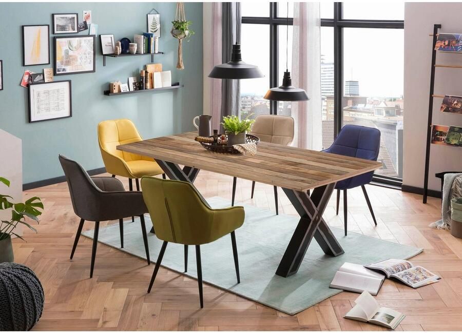 Artistiq Living Artistiq Eettafel Alieke Met zwarte X-poot Mangohout 180 x 100cm Naturel - Foto 8