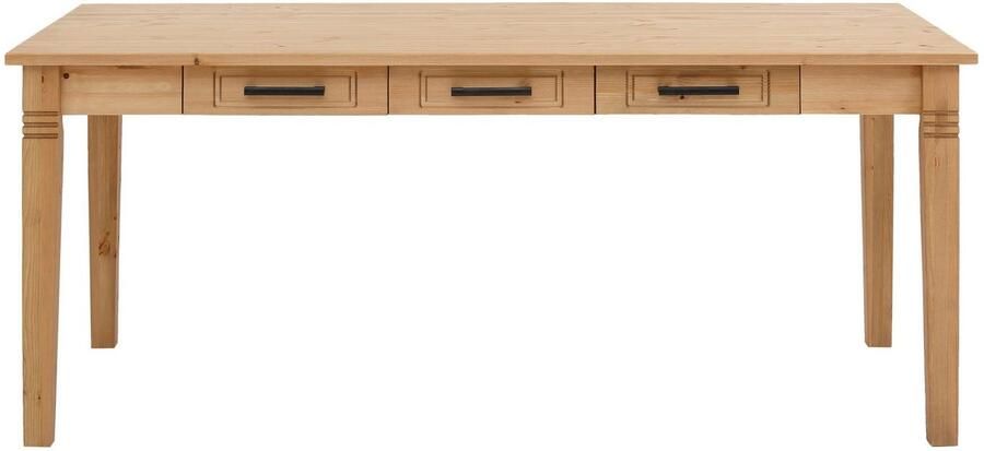 Home affaire Eettafel Anabel lades met zwarte metalen handgrepen gemaakt van massief grenen 6 laden onder het tafelblad breedte 180 cm - Foto 9