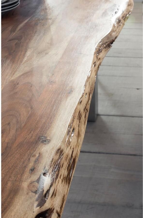 Home affaire Eettafel Manhattan in boomstam-look en frame u-model van wit metaal - Foto 4