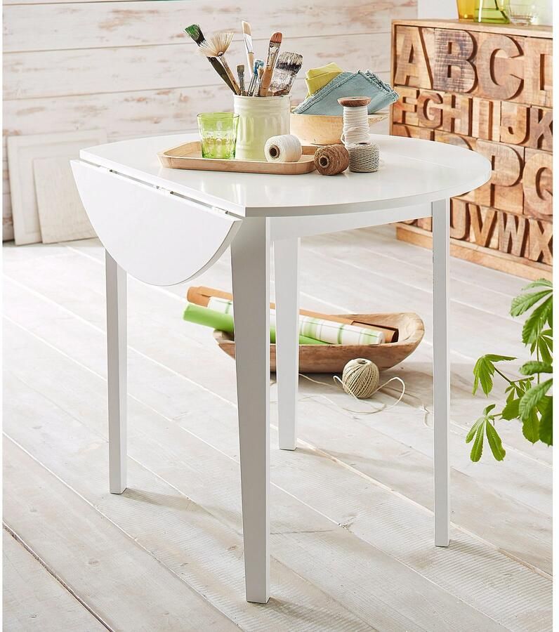 Home affaire Eettafel met neerklapbare zijstukken in 2 kleurvarianten hoogte 77 cm