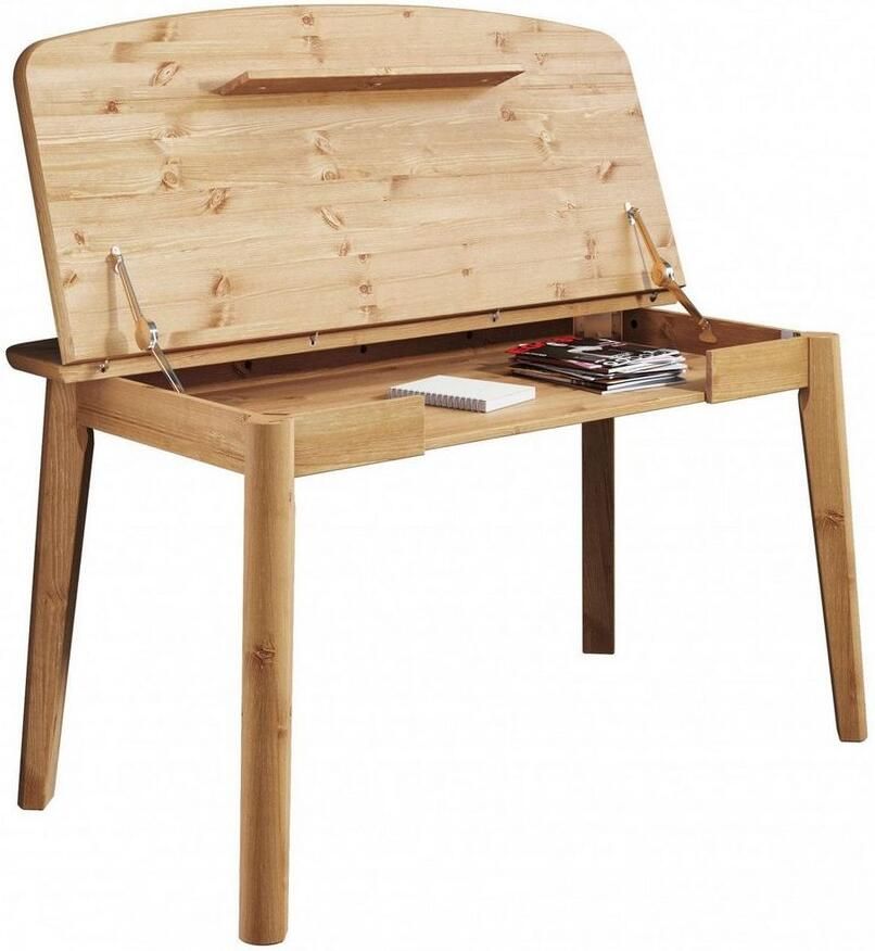 Home affaire Eettafel Palermo multifunctionele tafel werktafel bureau met opbergruimte opklapbaar blad home office bureau massief hout - Foto 2