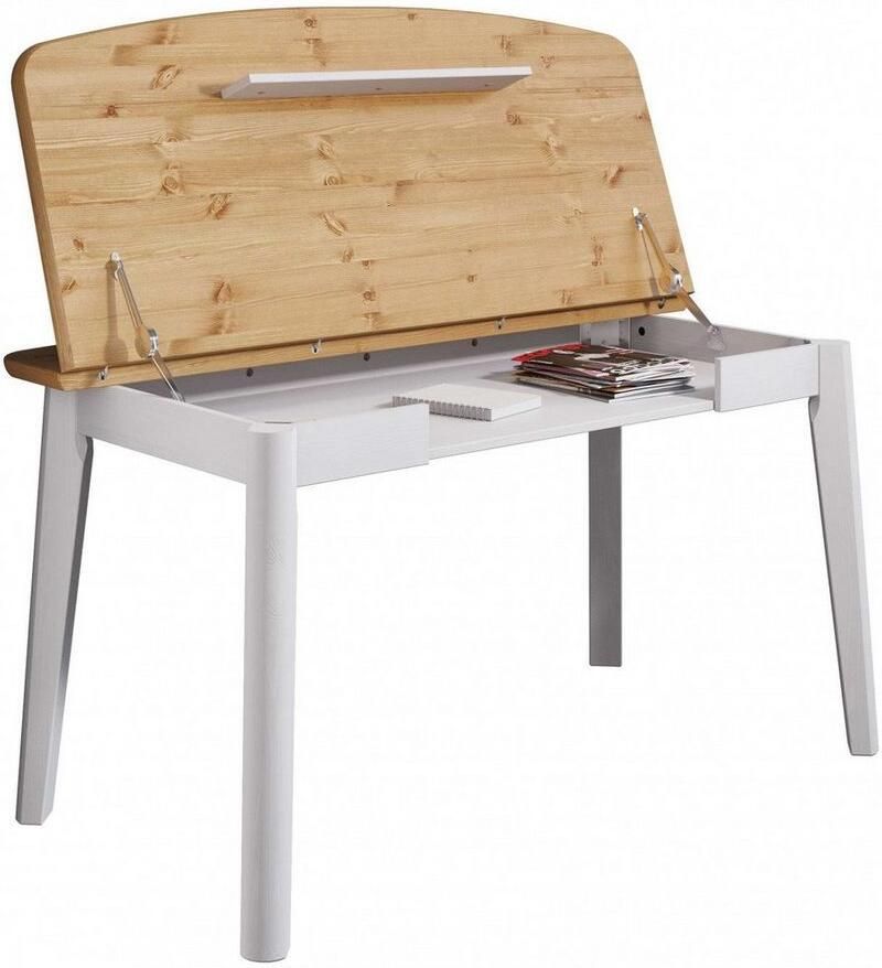 Home affaire Eettafel Palermo multifunctionele tafel werktafel bureau met opbergruimte opklapbaar blad home office bureau massief hout - Foto 2