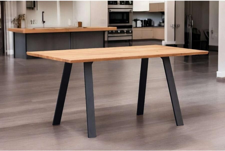 Home affaire Eettafel Reidigen keukentafel A-vorm metalen frame massief gewild eikenhout geolied - Foto 3