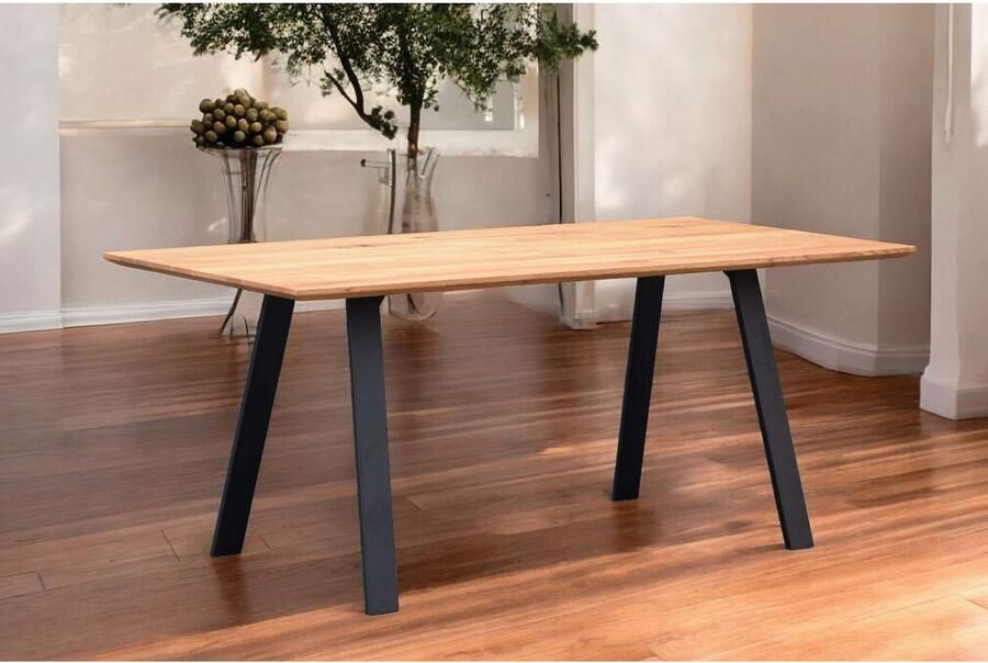 Home affaire Eettafel Reidigen keukentafel A-vorm metalen frame massief gewild eikenhout geolied - Foto 5