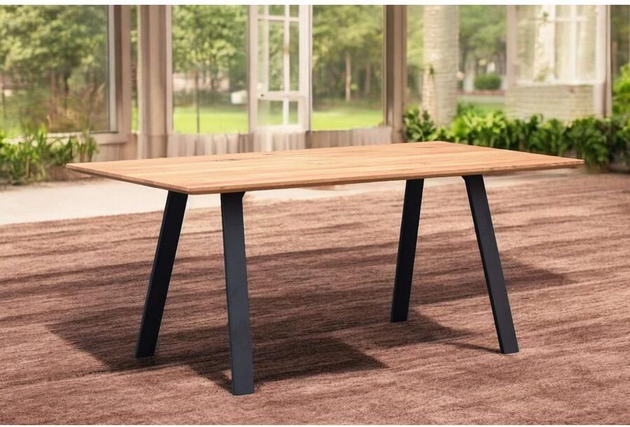 Home affaire Eettafel Reidigen keukentafel A-vorm metalen frame massief gewild eikenhout geolied - Foto 2