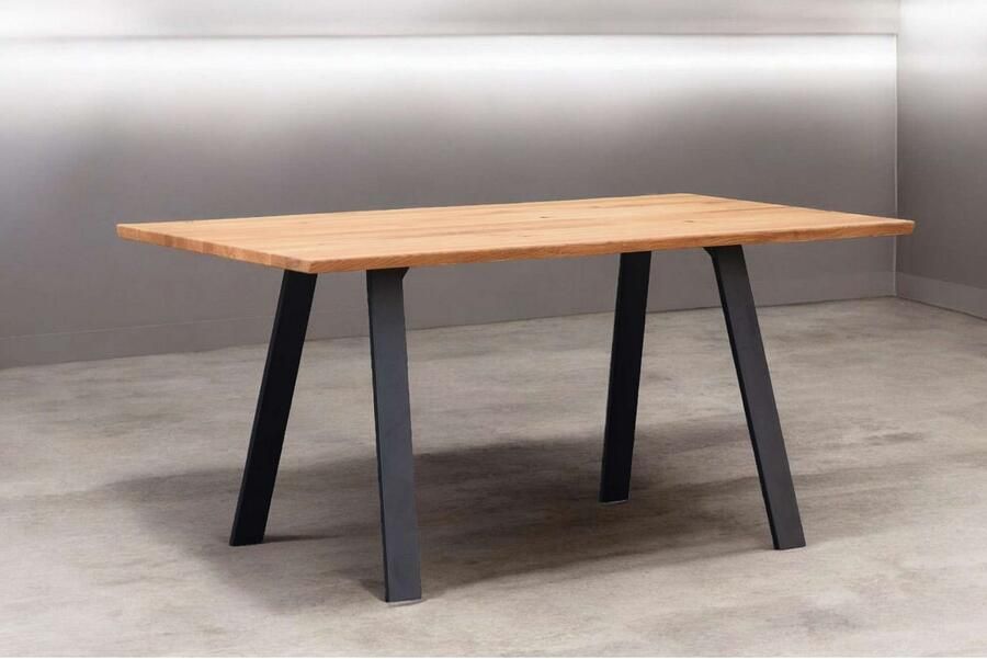 Home affaire Eettafel Reidigen keukentafel A-vorm metalen frame massief gewild eikenhout geolied - Foto 4