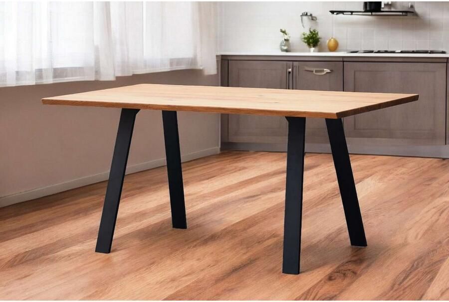 Home affaire Eettafel Reidigen keukentafel A-vorm metalen frame massief gewild eikenhout geolied - Foto 2