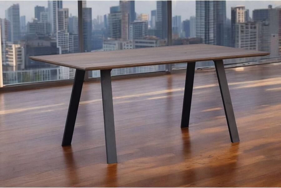 Home affaire Eettafel Reidigen keukentafel A-vorm metalen frame massief gewild eikenhout geolied - Foto 2