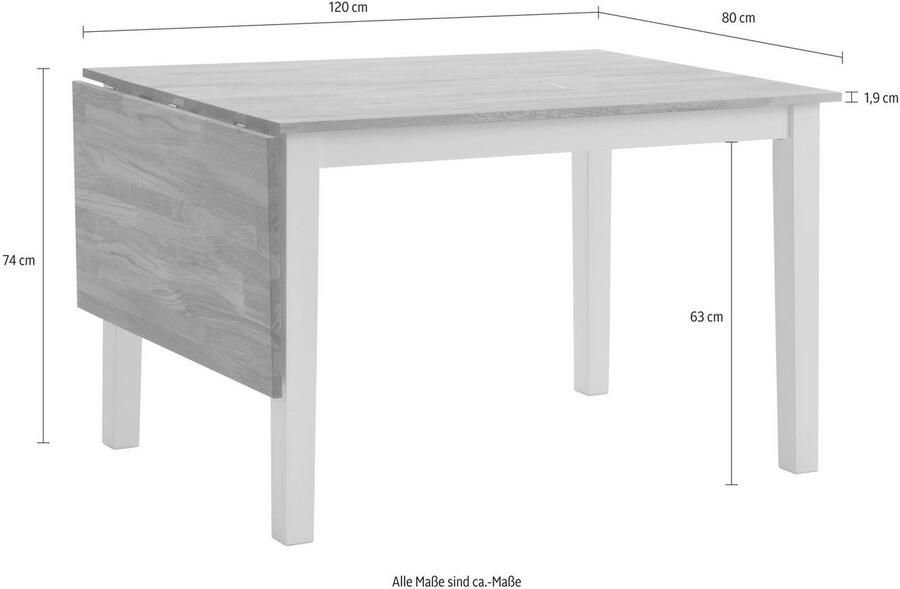 Home affaire Eettafel Samba Breedte 120 cm met uitklapbaar tafelblad - Foto 4