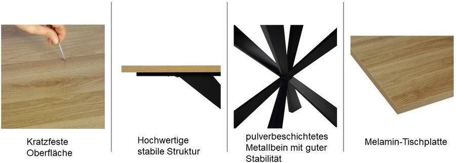 Home affaire Eettafel Soyans TOPSELLER! OTTOs keuze moderne spiderframe in vier breedtes melaminehars gecoat - Foto 8