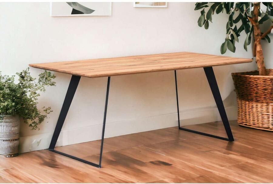 Home affaire Eettafel Talwiese keukentafel U-vorm metalen frame massief gewild eikenhout geolied - Foto 4