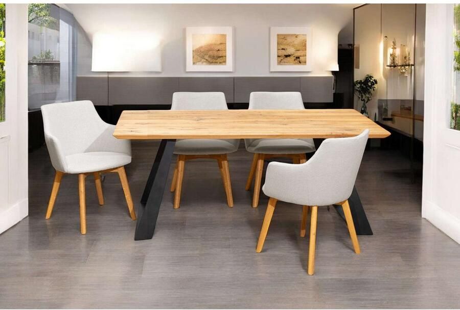 Home affaire Eettafel Team eettafel keukentafel eet tafel met Zwitserse rand U-frame van metaal 2 cm dikke tafelblad verdubbeld op 4 cm - Foto 3