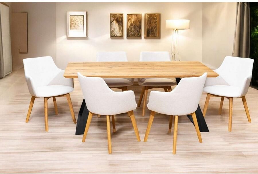 Home affaire Eettafel Team eettafel keukentafel eet tafel met Zwitserse rand U-frame van metaal 2 cm dikke tafelblad verdubbeld op 4 cm - Foto 4