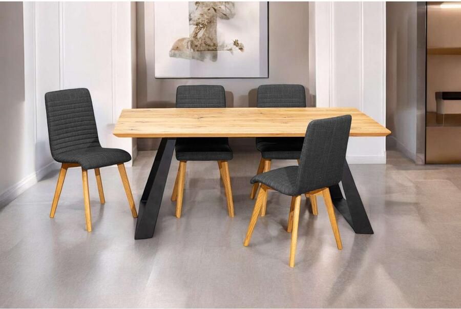 Home affaire Eettafel Team eettafel keukentafel eet tafel met Zwitserse rand U-frame van metaal 2 cm dikke tafelblad verdubbeld op 4 cm - Foto 9