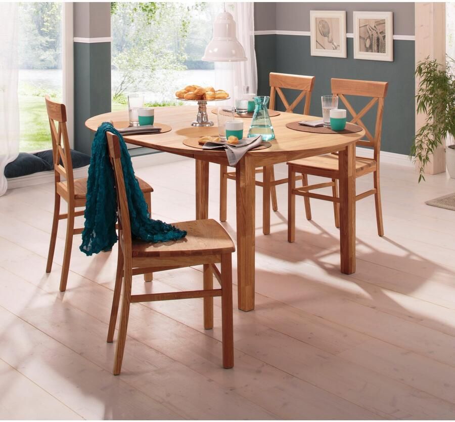 Home affaire Eettafel Time massief houten FSC tafel Diameter 120 cm met uitschuiffunctie keukentafel bestseller