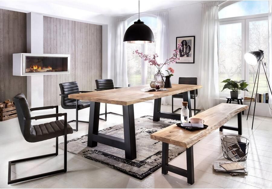 Home affaire Eettafel TRISTAN massief balkeik geolied in boomstam-look