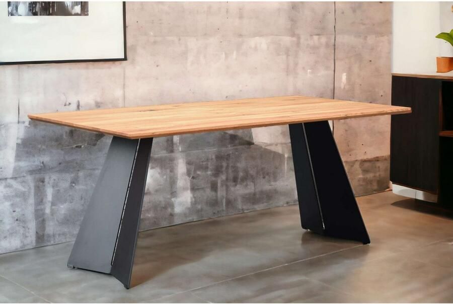 Home affaire Eettafel Winteregg keukentafel metalen wangframe massief gewild eikenhout geolied - Foto 3