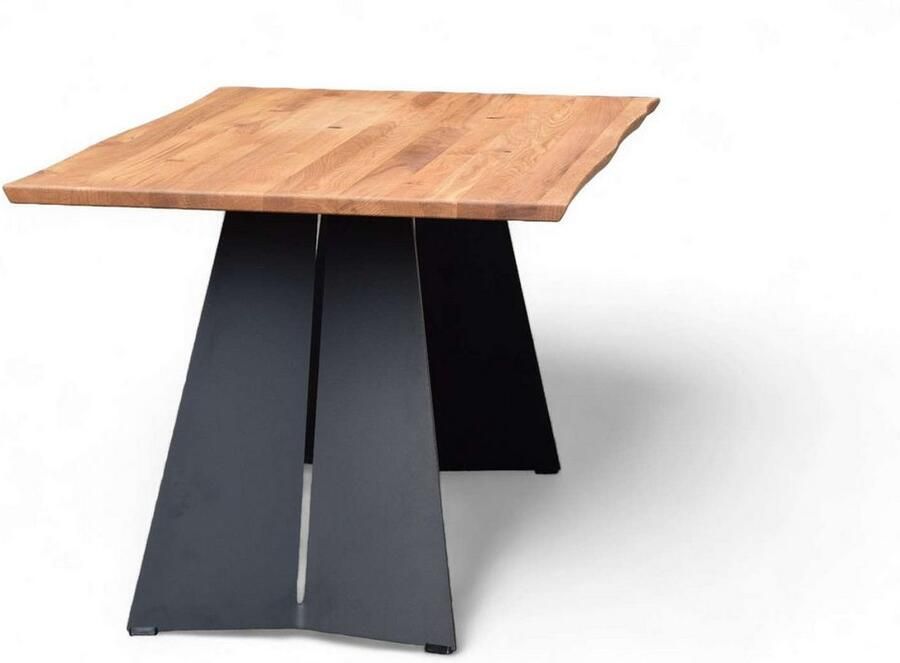 Home affaire Eettafel Winteregg keukentafel metalen wangframe massief gewild eikenhout geolied