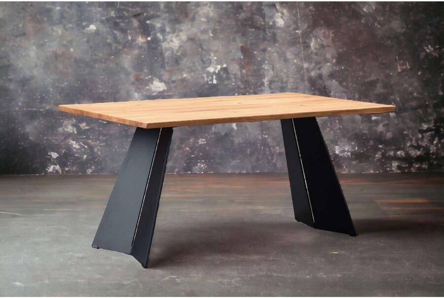 Home affaire Eettafel Winteregg keukentafel metalen wangframe massief gewild eikenhout geolied - Foto 3