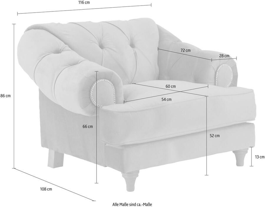 Home affaire Fauteuil Alegra met capitonnage achter opstaande naad en studs in armleuningen - Foto 2