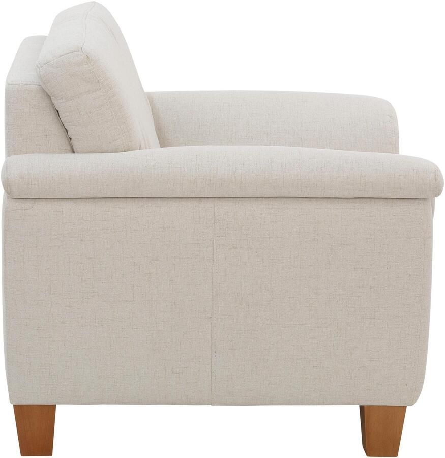 Home affaire Fauteuil Alta met binnenvering en contrastnaad poten beuken eikenkleur