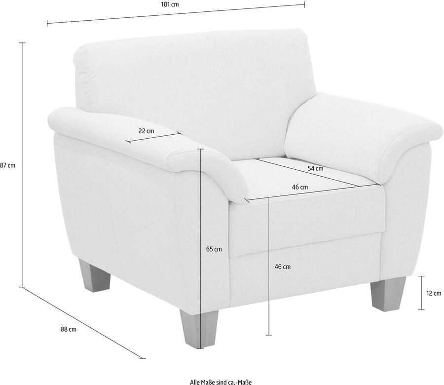 Home affaire Fauteuil Alta met binnenvering en contrastnaad poten beuken eikenkleur - Foto 1