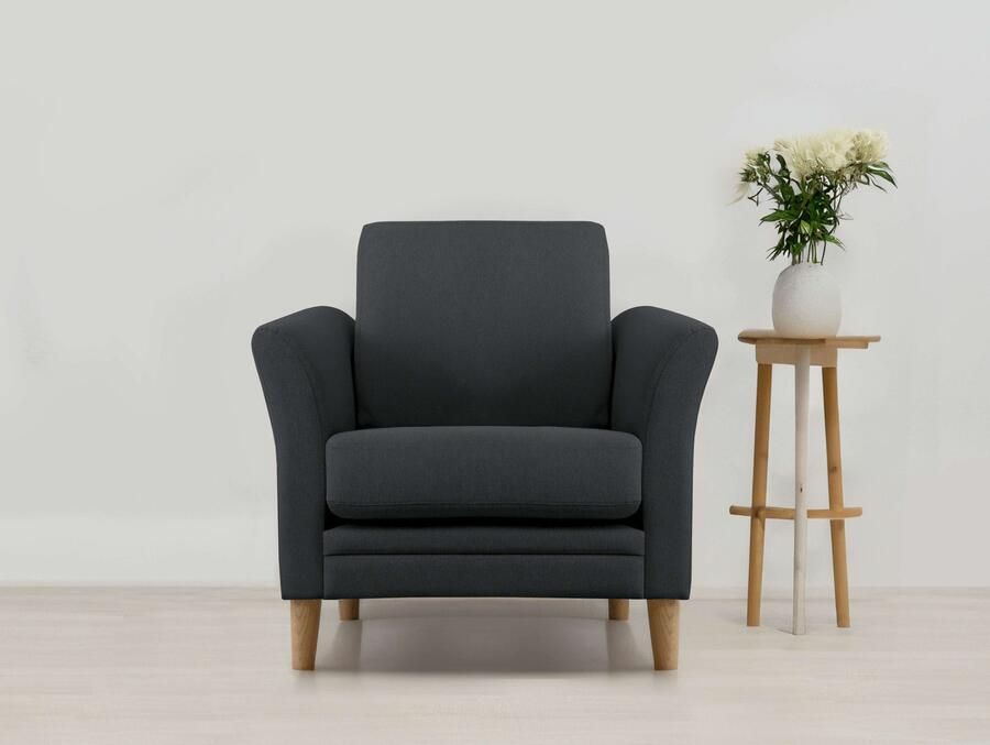 Home affaire Fauteuil Arellano breedte 93 cm klassiek ontwerp met massief houten voeten fijn geweven stof - Foto 9