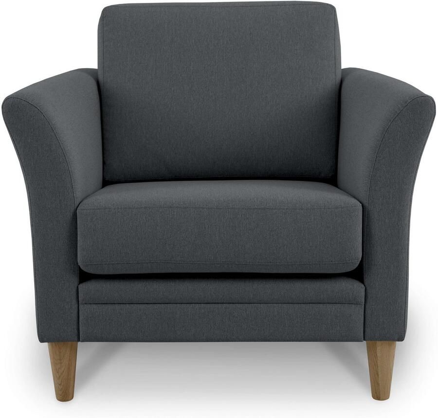 Home affaire Fauteuil Arellano breedte 93 cm klassiek ontwerp met massief houten voeten fijn geweven stof - Foto 2