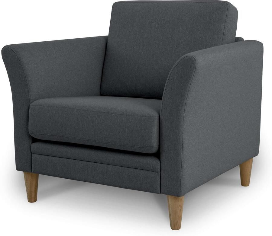 Home affaire Fauteuil Arellano breedte 93 cm klassiek ontwerp met massief houten voeten fijn geweven stof - Foto 3