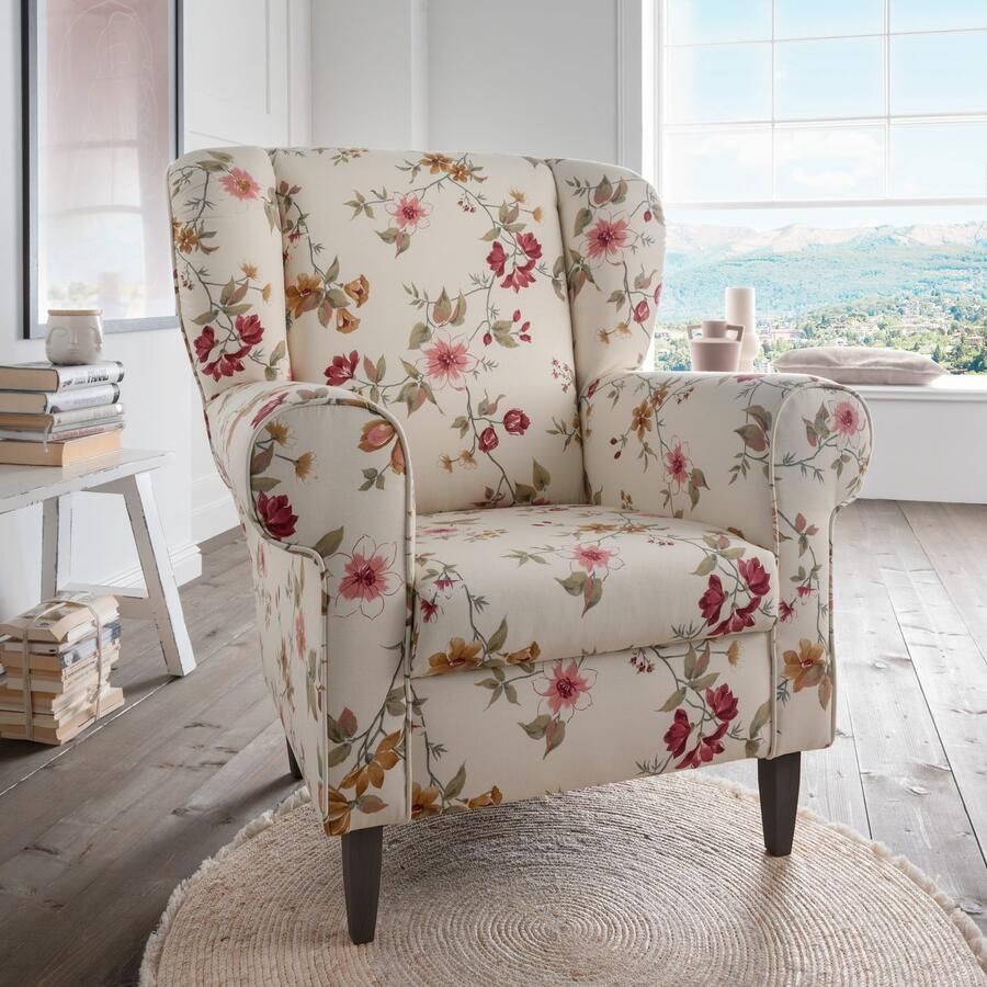 Home affaire Fauteuil Asino met pied-de-poule overtrekstof naar keuze met hocker - Foto 2