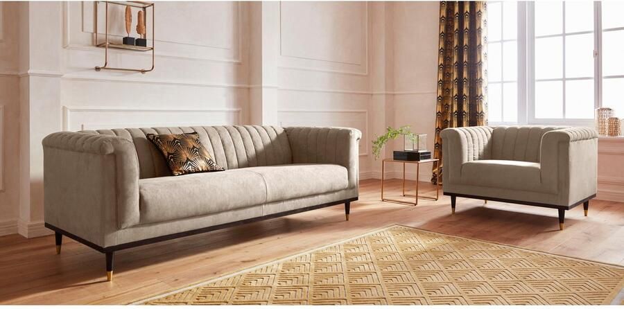 Home affaire Fauteuil Chamby met houten rand onder en stiksels bij de leuning - Foto 3