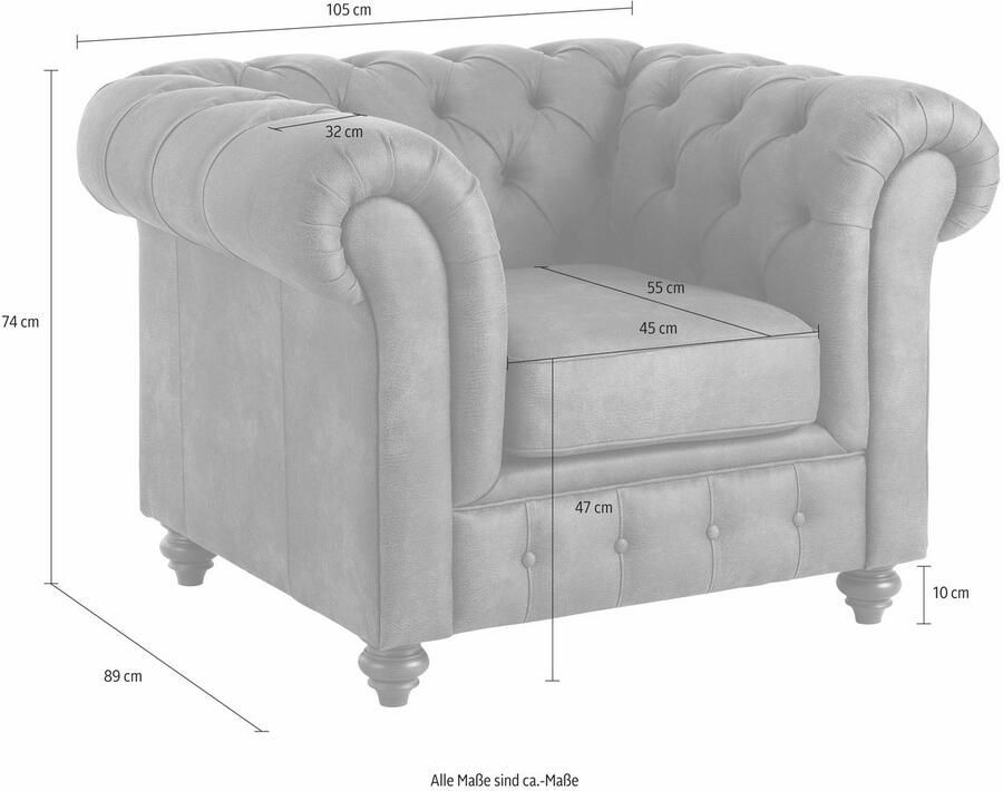 Home affaire Fauteuil Chesterfield B D H: 105 69 74 cm met hoogwaardige knoopdetails ook in leer - Foto 2