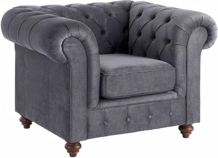 Home affaire Fauteuil Chesterfield B D H: 105 69 74 cm met hoogwaardige knoopdetails ook in leer - Foto 5