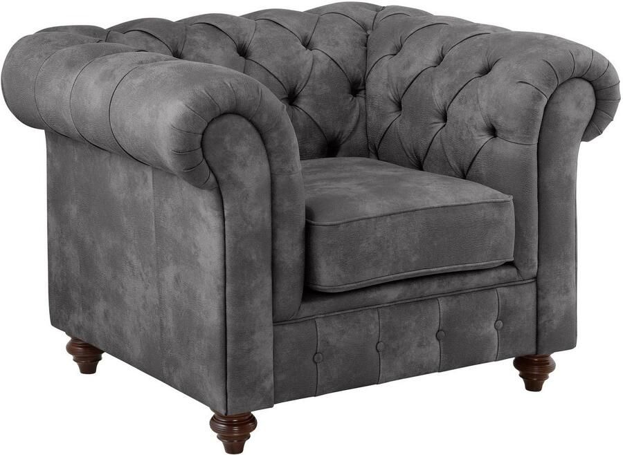 Home affaire Fauteuil Chesterfield B D H: 105 69 74 cm met hoogwaardige knoopdetails ook in leer - Foto 5