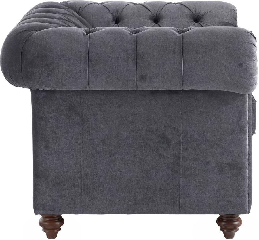 Home affaire Fauteuil Chesterfield B D H: 105 69 74 cm met hoogwaardige knoopdetails ook in leer