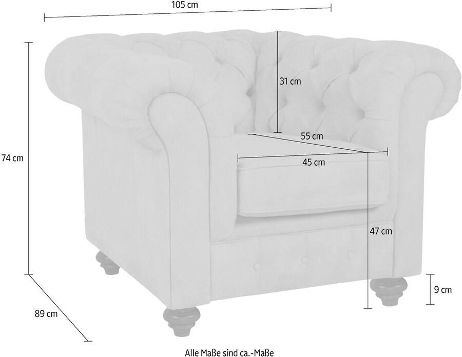 Home affaire Fauteuil Duc Chesterfield hoogwaardige capitonnage achter fluwelige look met changerende look - Foto 1