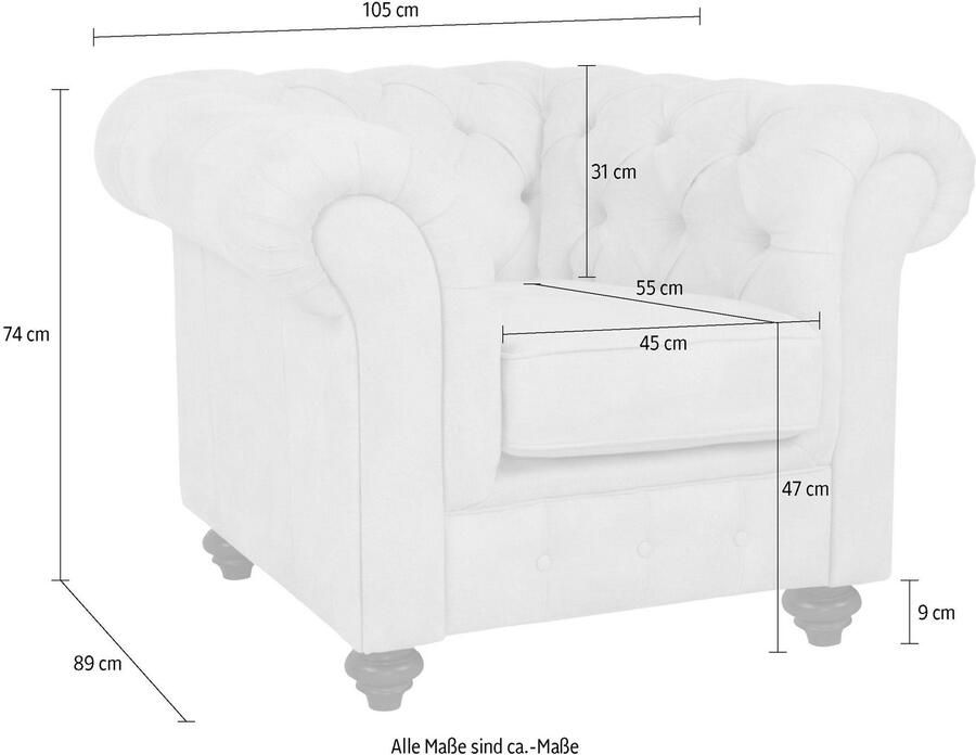 Home affaire Fauteuil Duc Chesterfield hoogwaardige capitonnage achter fluwelige look met changerende look