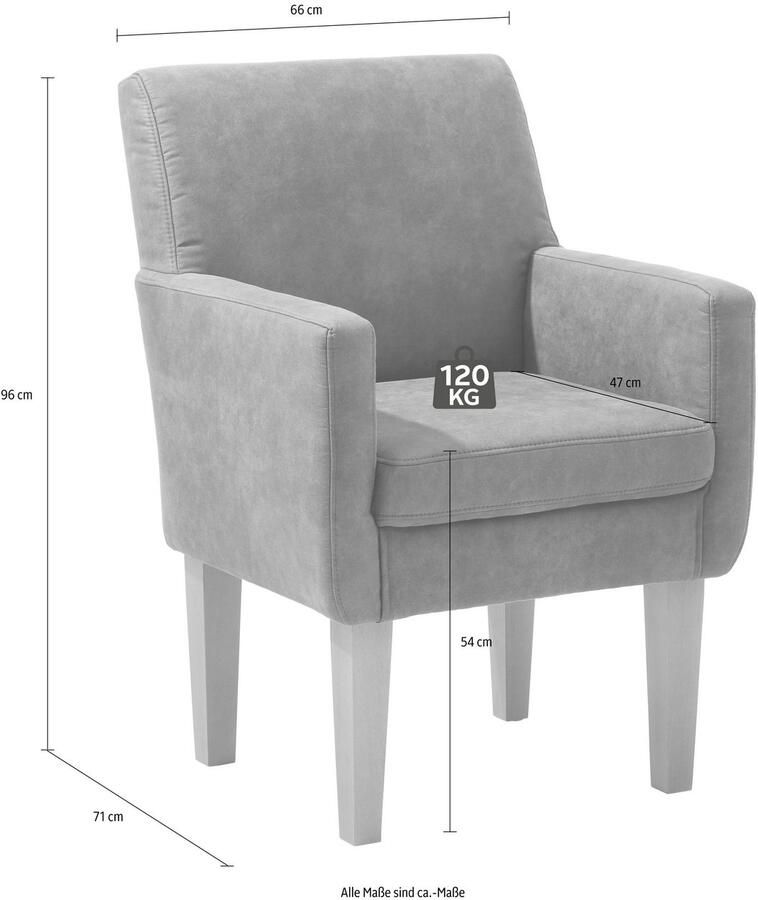 Home affaire Fauteuil Fehmarn comfortabele zithoogte van 54 cm in 3 verschillende stofkwaliteiten