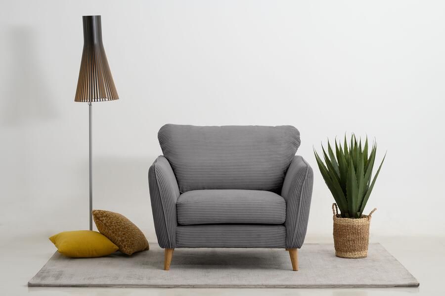 Home affaire Fauteuil Marseille Massief houten poten eiken landhuisstijl golfvering - Foto 8