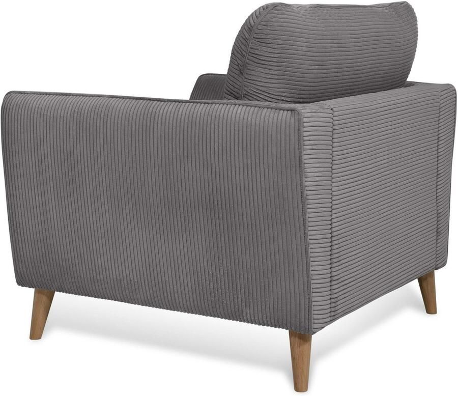 Home affaire Fauteuil Marseille Massief houten poten eiken landhuisstijl golfvering - Foto 4