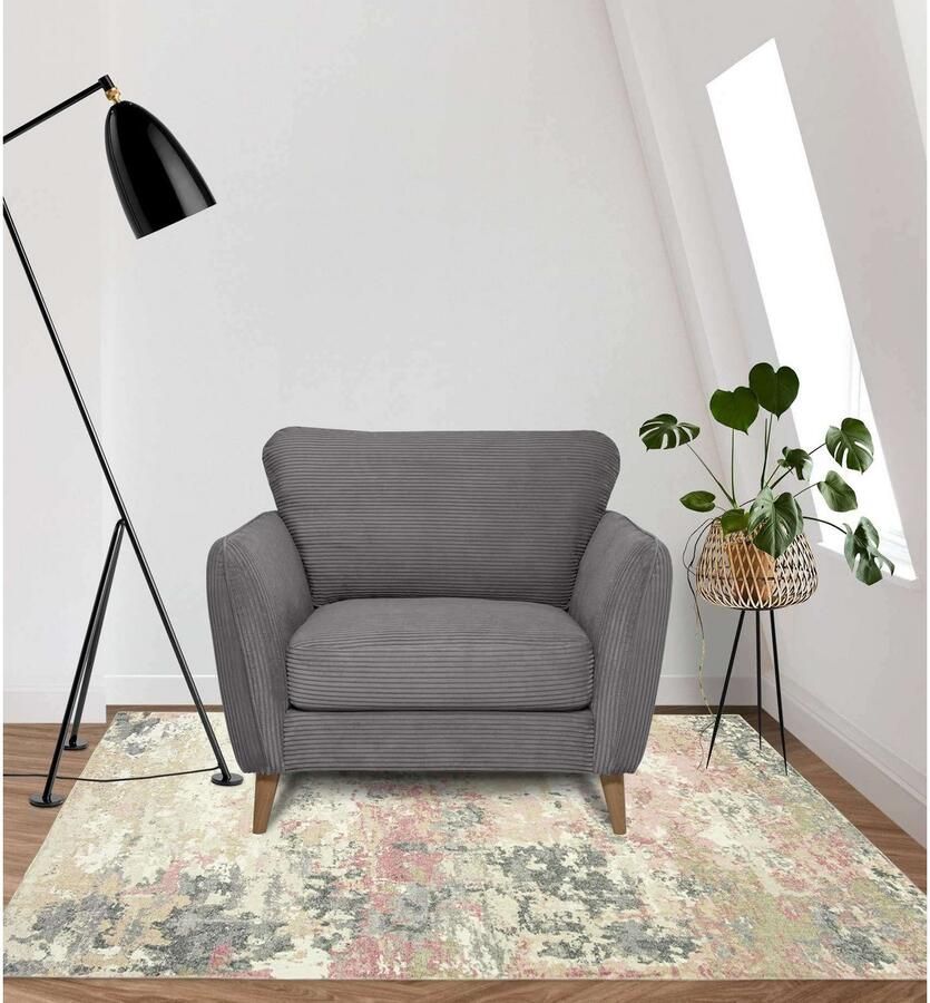 Home affaire Fauteuil Marseille Massief houten poten eiken landhuisstijl golfvering - Foto 2