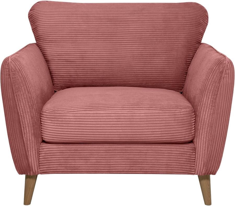 Home affaire Fauteuil Marseille Massief houten poten eiken landhuisstijl golfvering - Foto 3