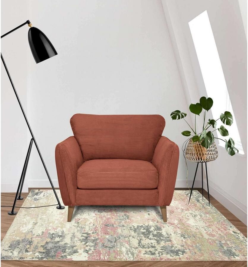 Home affaire Fauteuil Marseille Massief houten poten eiken landhuisstijl golfvering - Foto 2