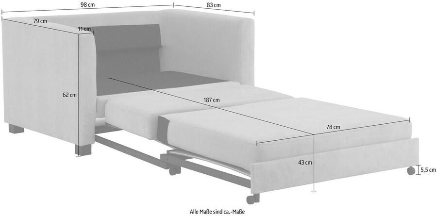 Home affaire Fauteuil Mexico slaapfauteuil met uittrekbare slaapfunctie bxdxh: 98x83x87 cm - Foto 5